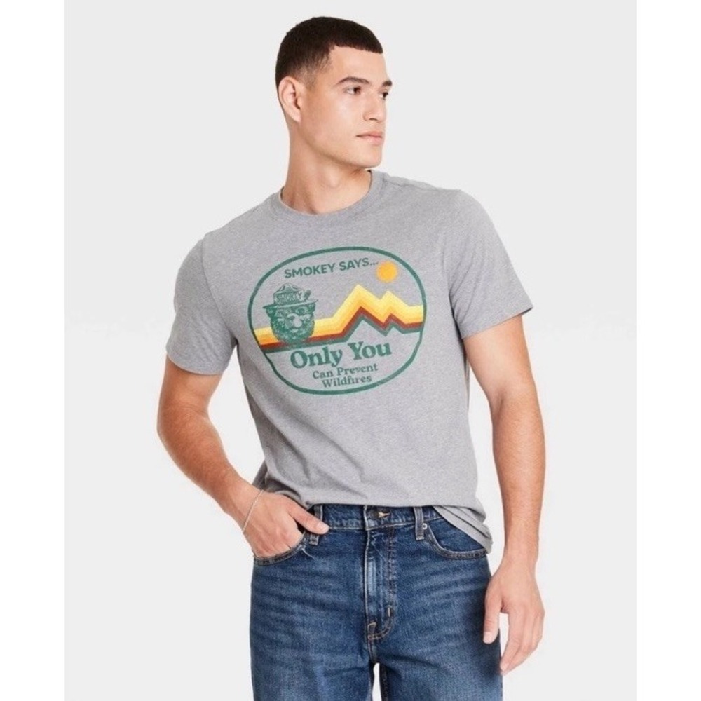 Goodfellow & Co Men's Short Sleeve Graphic Tee Shirt LARGE Smokey The Bear Says